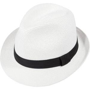 imageVerabella Straw Fedora Hat for Women ampamp Men Foldable Short Brim Trilby Beach Sun HatWhite