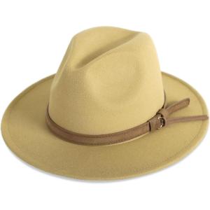 imageVerabella Womens Classic Wide Brim Fedora Hat Felt Panama Hat with Belt BuckleCamelwide Belt