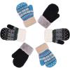 imageVerabella Boys Girls Sherpa Lined Fuzzy Cuff Winter Mittens Kids Knitted Gloves 3 Pairs3 Pairs Style8