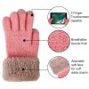 imageVerabella Girls Knit Gloves 3 Pack Kids Stretch Touchscreen Winter Gloves wFur Cuff Dark PinkPinkLight Blue