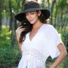 imageVerabella Sun Visors for Women UV Protection Wide Brim Ponytail Beach Hat Roll Up Packable Straw Visor HatBlack