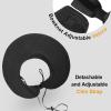 imageVerabella Sun Visors for Women UV Protection Wide Brim Ponytail Beach Hat Roll Up Packable Straw Visor HatBlack