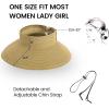imageVerabella Sun Visors for Women UV Protection Wide Brim Ponytail Beach Hat Roll Up Packable Straw Visor HatNatural