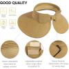 imageVerabella Sun Visors for Women UV Protection Wide Brim Ponytail Beach Hat Roll Up Packable Straw Visor HatNatural