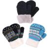 imageVerabella Boys Girls Sherpa Lined Fuzzy Cuff Winter Mittens Kids Knitted Gloves 3 Pairs3 Pairs Style8