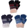 imageVerabella Kids Knit Gloves Boys 3 Pack Touchscreen Winter Knit Gloves wFur Cuff BlueTealBlack