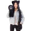 imageAnimal Hood Hat Scarf and Mitten Gloves 3in1 Multifunction Furry HoodieBlack Cat