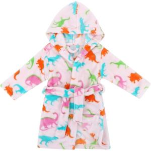imageVerabella Boys Girls Plush Soft Fleece Printed Hooded Cover upDinosurepink