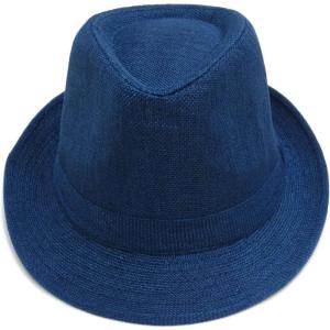 imageVerabella Unisex Short Brim Panama Style Natural Straw FedoraTrilby Summer HatNavy