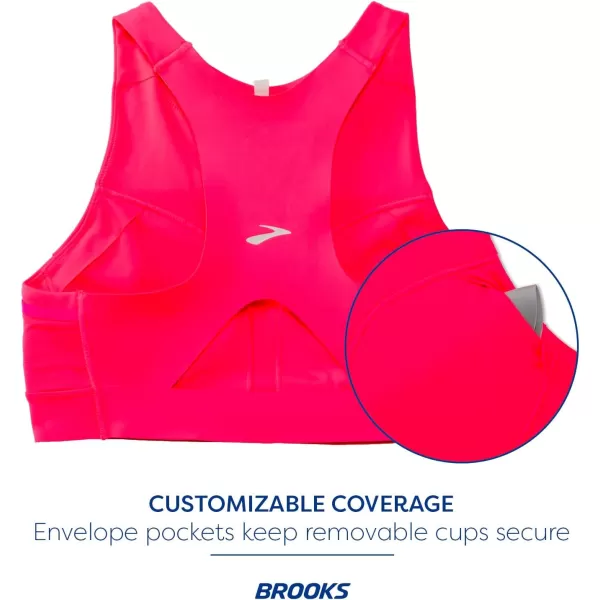 Brooks Womens 3 Pocket Sports Bra for Running Workouts ampamp SportsHyper Pink