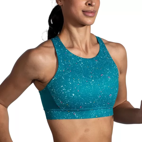 Brooks Womens 3 Pocket Sports Bra for Running Workouts ampamp SportsLagoon Speckle Print