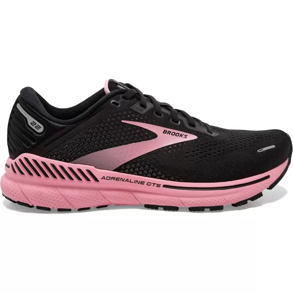 Brooks Womens Adrenaline GTS 22 Supportive Running ShoeBlackDianthusSilver