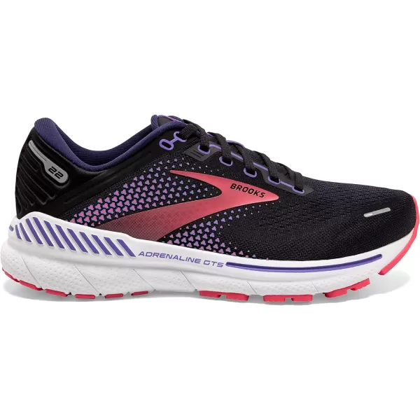 Brooks Womens Adrenaline GTS 22 Supportive Running ShoeBlackPurpleCoral
