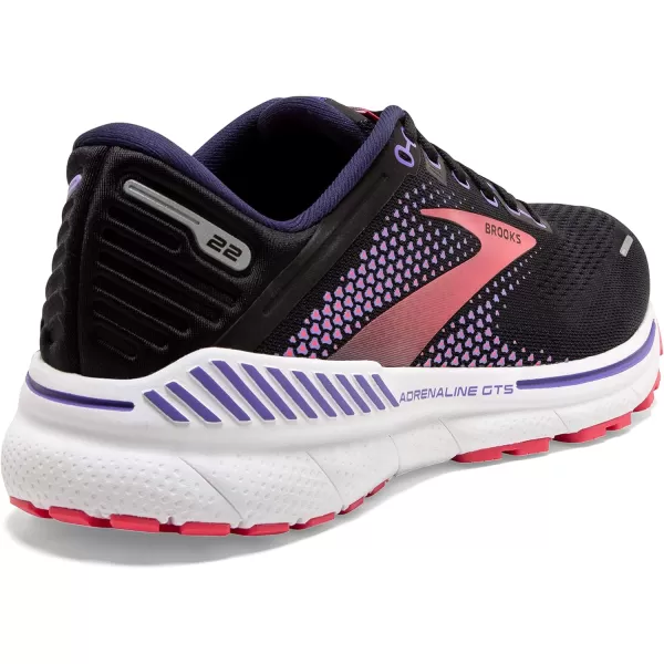Brooks Womens Adrenaline GTS 22 Supportive Running ShoeBlackPurpleCoral