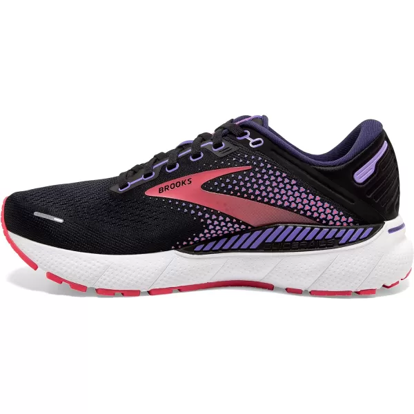 Brooks Womens Adrenaline GTS 22 Supportive Running ShoeBlackPurpleCoral