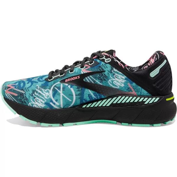 Brooks Womens Adrenaline GTS 22 Supportive Running ShoeBlackYuccaFlamingo Pink