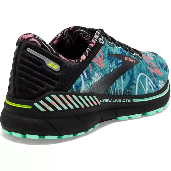 Brooks Womens Adrenaline GTS 22 Supportive Running ShoeBlackYuccaFlamingo Pink