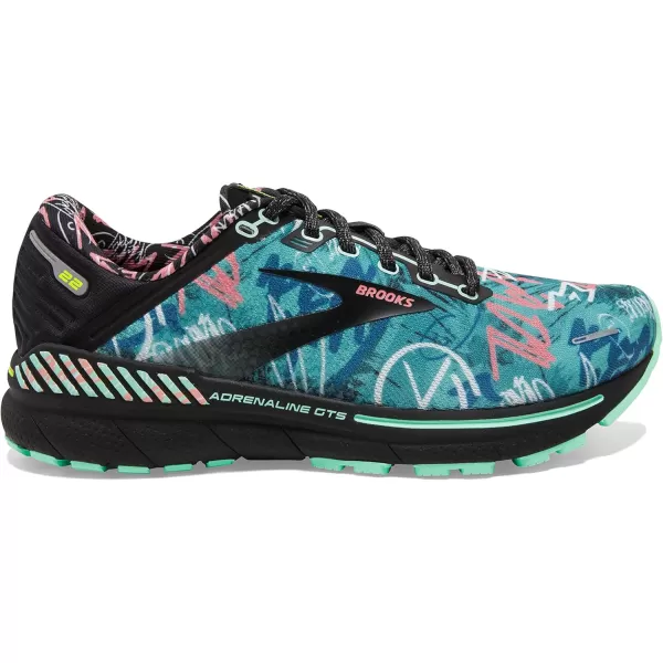 Brooks Womens Adrenaline GTS 22 Supportive Running ShoeBlackYuccaFlamingo Pink