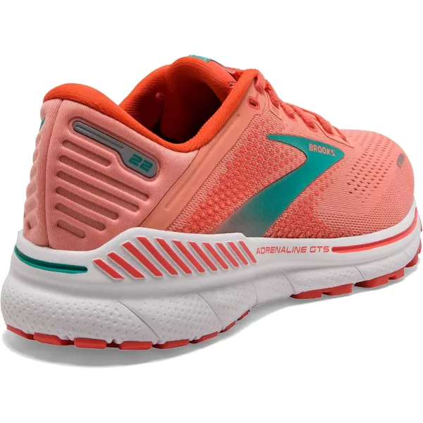 Brooks Womens Adrenaline GTS 22 Supportive Running ShoeCoralLatigo BayWhite