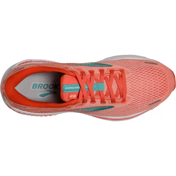 Brooks Womens Adrenaline GTS 22 Supportive Running ShoeCoralLatigo BayWhite