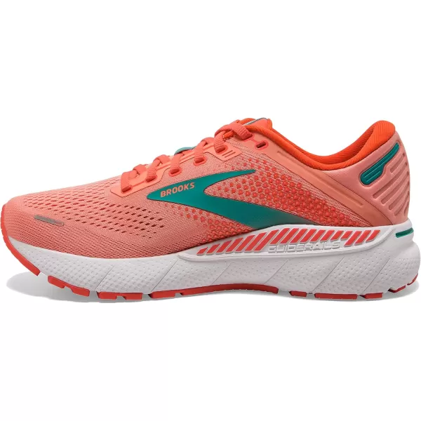 Brooks Womens Adrenaline GTS 22 Supportive Running ShoeCoralLatigo BayWhite