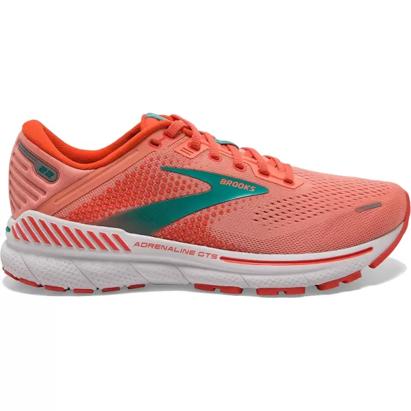 Brooks Womens Adrenaline GTS 22 Supportive Running ShoeCoralLatigo BayWhite