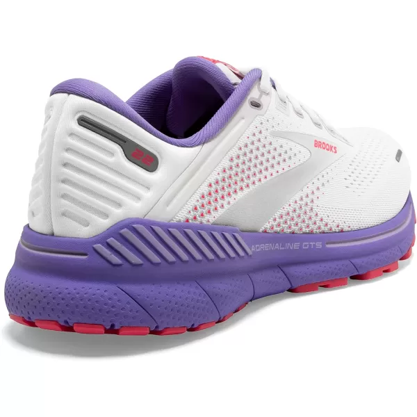 Brooks Womens Adrenaline GTS 22 Supportive Running ShoeWhiteCoralPurple