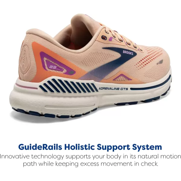Brooks Womens Adrenaline GTS 23 Supportive Running ShoeApricotEstate BlueOrchid