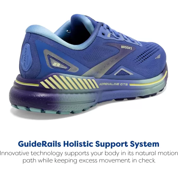 Brooks Womens Adrenaline GTS 23 Supportive Running ShoeBaja BlueWisteriaYellow Lime