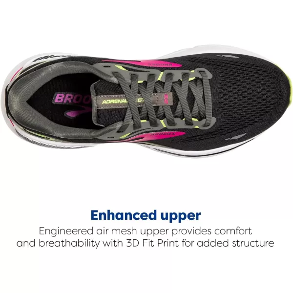 Brooks Womens Adrenaline GTS 23 Supportive Running ShoeBlackGunmetalSharp Green