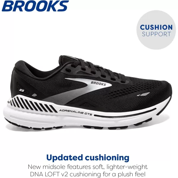 Brooks Womens Adrenaline GTS 23 Supportive Running ShoeBlackWhiteSilver