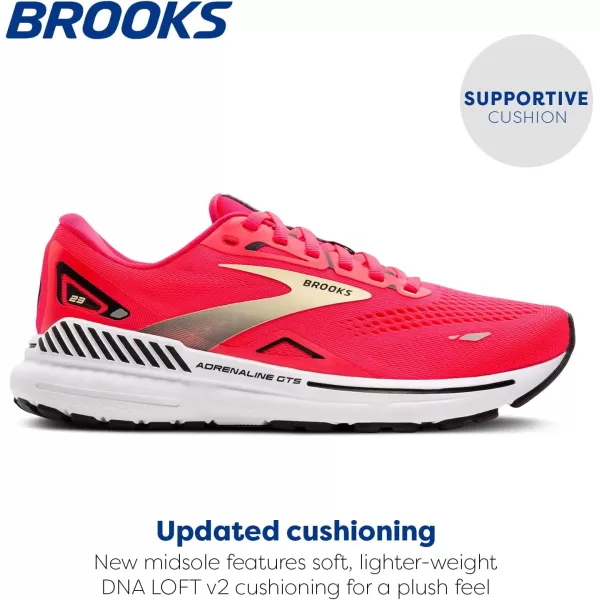 Brooks Womens Adrenaline GTS 23 Supportive Running ShoeDiva PinkYellowBlack