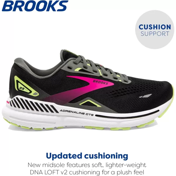 Brooks Womens Adrenaline GTS 23 Supportive Running ShoeGreyBlackPurple