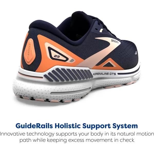 Brooks Womens Adrenaline GTS 23 Supportive Running ShoePeacoatTangerinePeach
