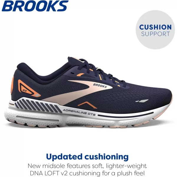 Brooks Womens Adrenaline GTS 23 Supportive Running ShoePeacoatTangerinePeach
