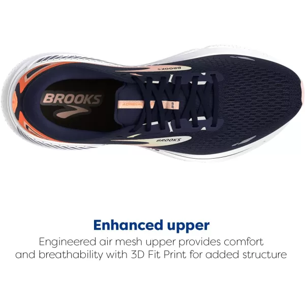 Brooks Womens Adrenaline GTS 23 Supportive Running ShoePeacoatTangerinePeach