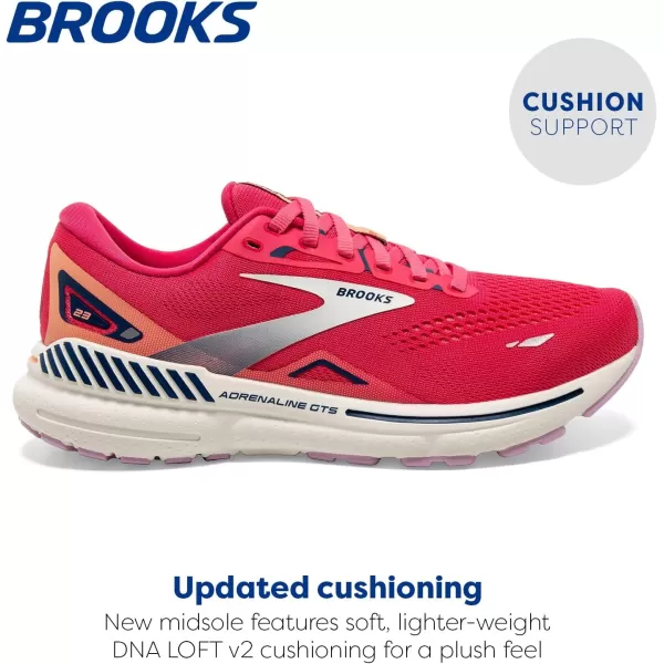 Brooks Womens Adrenaline GTS 23 Supportive Running ShoeRaspberryPapayaBlue