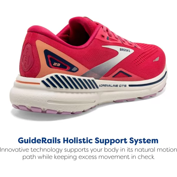 Brooks Womens Adrenaline GTS 23 Supportive Running ShoeRaspberryPapayaBlue