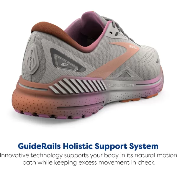 Brooks Womens Adrenaline GTS 23 Supportive Running ShoeWhite SandSunsetFuchsia