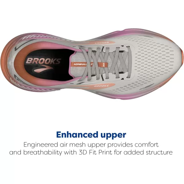 Brooks Womens Adrenaline GTS 23 Supportive Running ShoeWhite SandSunsetFuchsia