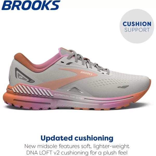 Brooks Womens Adrenaline GTS 23 Supportive Running ShoeWhite SandSunsetFuchsia