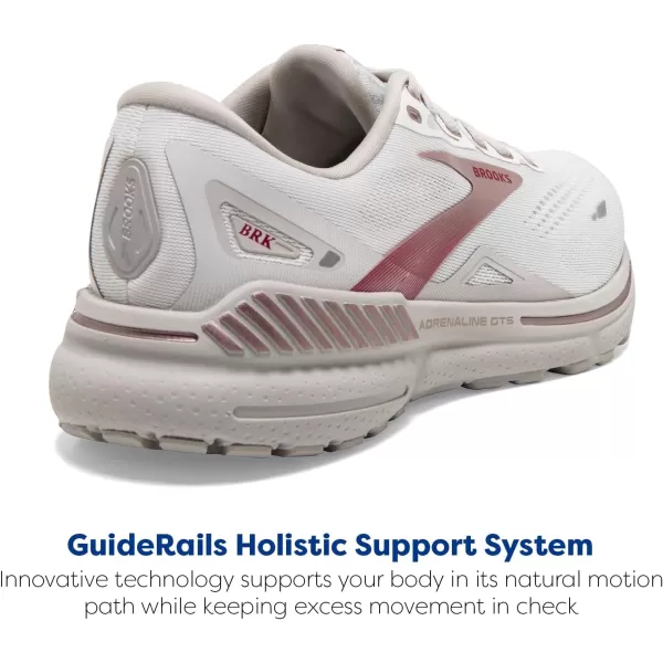 Brooks Womens Adrenaline GTS 23 Supportive Running ShoeWhiteGrayRose Gold