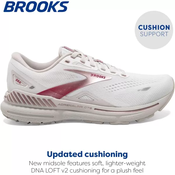 Brooks Womens Adrenaline GTS 23 Supportive Running ShoeWhiteGrayRose Gold