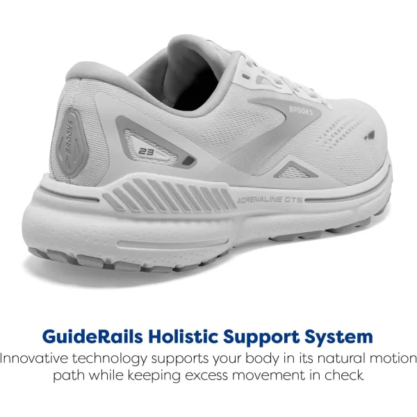 Brooks Womens Adrenaline GTS 23 Supportive Running ShoeWhiteOysterSilver