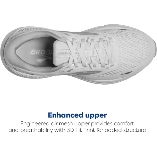 Brooks Womens Adrenaline GTS 23 Supportive Running ShoeWhiteOysterSilver