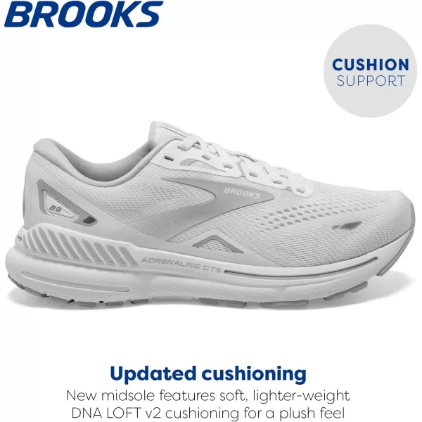 Brooks Womens Adrenaline GTS 23 Supportive Running ShoeWhiteOysterSilver