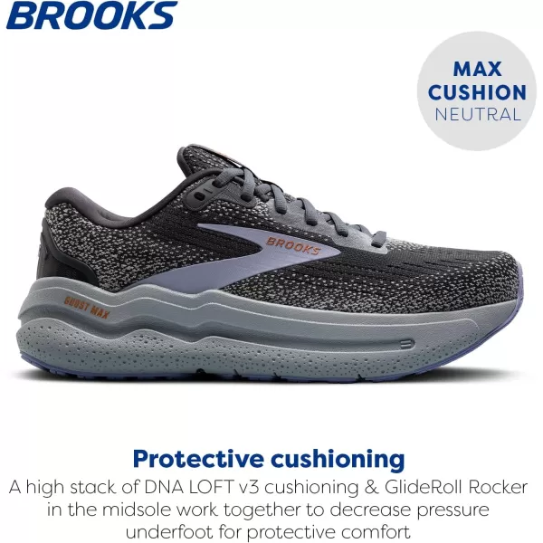 Brooks Womens Ghost Max 2 Neutral Running ampamp Walking ShoeEbonySweet LavenderAlloy