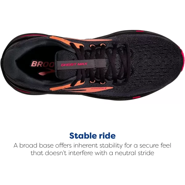 Brooks Womens Ghost Max Cushion Neutral Running ampamp Walking ShoeBlackPapayaRaspberry