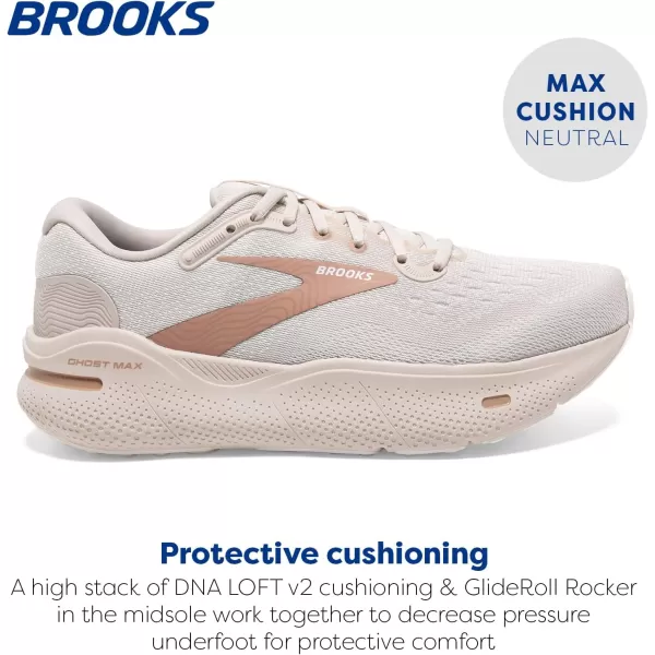 Brooks Womens Ghost Max Cushion Neutral Running ampamp Walking ShoeCrystal GrayWhiteTuscany