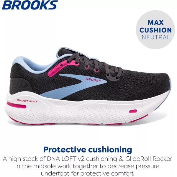 Brooks Womens Ghost Max Cushion Neutral Running ampamp Walking ShoeEbonyOpen AirLilac Rose